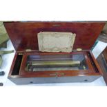 MAHOGANY CASED MUSIC BOX WITH 8 AIRS AND LABEL TO INSIDE Condition Report: Appears