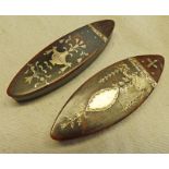 PAIR OF 19TH CENTURY OVAL BOXES WITH WHITE METAL DECORATION