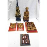 2 MIDDLE EASTERN GILT PAINTED HARDWOOD FIGURES,