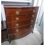 19TH CENTURY MAHOGANY BOW FRONT CHEST OF 2 SHORT OVER 4 LONG DRAWERS