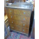 20TH CENTURY MAHOGANY CHEST OF 4 DRAWERS ON BRACKET SUPPORTS 121 CM TALL Condition