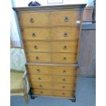 WALNUT CHEST ON CHEST WITH 4 DRAWERS ON 4 DRAWERS