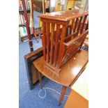 BRASS INLAID MAGAZINE RACK, OAK PEMBROKE TABLE,