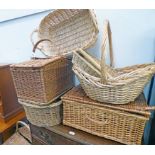 SELECTION OF WICKER PICNIC HAMPERS ETC