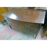 MAHOGANY CHEST WITH BOW FRONT & 2 LONG DRAWERS ON SQUARE TAPERED SUPPORTS