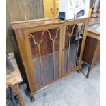 WALNUT DISPLAY CASE ON BALL & 4 CLAW SUPPORTS & SINGER SEWING MACHINE
