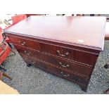 19TH CENTURY STYLE MAHOGANY CHEST OF 2 SHORT OVER 2 LONG DRAWERS ON BRACKET SUPPORTS 79 CM TALL