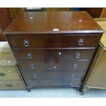 MAHOGANY CHEST OF 5 DRAWERS ON QUEEN ANNE SUPPORTS