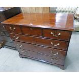 19TH CENTURY MAHOGANY CHEST OF THREE SHORT OVER THREE LONG DRAWERS ON BRACKET SUPPORTS