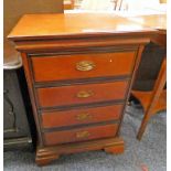 20TH CENTURY MAHOGANY CHEST OF 4 DRAWERS ON BRACKET SUPPORTS