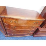 20TH CENTURY MAHOGANY BOW FRONT CHEST OF 4 GRADUATED DRAWERS