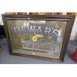 FRAMED DEWARS SCOTCH WHISKY ADVERTISING MIRROR 54 X 80CM