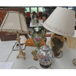 3 TABLE LAMPS & ORIENTAL TABLE LAMP