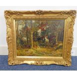 W MOUNCEY, CHILDREN IN THE WOODS, SIGNED, GILT FRAMED OIL PAINTING,