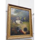 EDWARD ARMFIELD, TERRIERS HUNTING, SIGNED, GILT FRAMED OIL PAINTING,