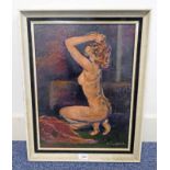 H TIVENDALE NUDE FEMALE SIGNED FRAMED OIL PAINTING 50 X 37 CM