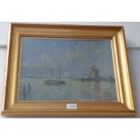 H BENNETT, THE NORFOLK BROADS, SIGNED, GILT FRAMED OIL PAINTING,