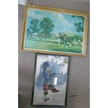 AMAZING GRACE ROYAL SCOTS DRAGOON GUARDS FRAMED CLOTH PANEL AND A FRAMED PRINT -2-