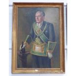 JEAN B RADFORD PORTRAIT OF LODGE GRAND MASTER SIGNED 1947 FRAMED OIL PAINTING 101 X 69 CM