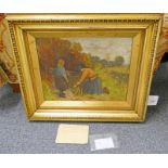 JOSEPH FARQUARSON, THE FAGGOT GATHERER, SIGNED, GILT FRAMED OIL PAINTING,