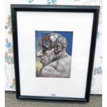 PETER HOWSON - (ARR), DISCONSOLATE, SIGNED, FRAMED MIXED MEDIA PAINTING,