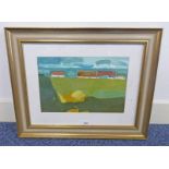 HELEN THOMSON, SUMMERFIELD COTTAGES, SIGNED, GILT FRAMED OIL PAINTING,