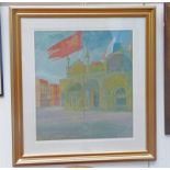 IRENE HALLIDAY - (ARR) CONTINENTAL SQUARE SIGNED GILT FRAMED OIL PAINTING 55 X 50CM