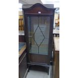 LATE 19TH CENTURY MAHOGANY DISPLAY CASE WITH ASTRAGAL GLASS DOORS ON SQUARE SUPPORTS
