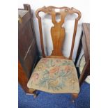 EARLY 20TH CENTURY WALNUT LADIES CHAIR ON SHAPED SUPPORTS