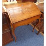 19TH CENTURY INLAID ROSEWOOD LADIES BUREAU WITH FALL FRONT AND FITTED INTERIOR AND CABRIOLE