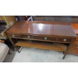 20TH CENTURY MAHOGANY SERVING TABLE WITH 3 DRAWERS,