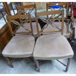 EARLY 20TH CENTURY SET OF 4 INLAID MAHOGANY DINING CHAIRS ON TURNED SUPPORTS