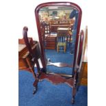 19TH CENTURY MAHOGANY CHEVAL MIRROR WITH SHAPED SUPPORTS