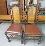 PAIR OF 19TH CENTURY OAK DINING CHAIRS WITH BERGERE PANEL BACKS