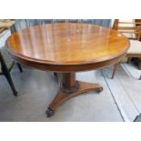 19TH CENTURY MAHOGANY CIRCULAR BREAKFAST TABLE - 101CM WIDE