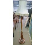 MAHOGANY STANDARD LAMP WITH CIRCULAR BASE AND REEDED COLUMN