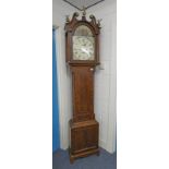 INLAID MAHOGANY CASED GRANDFATHER CLOCK WITH PAINTED DIAL & BOX INLAY TO THE CASE