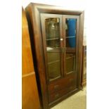 21ST CENTURY BOOKCASE WITH 2 GLAZED DOORS OVER 2 LONG DRAWERS