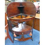 19TH CENTURY MAHOGANY CORNER WASHSTAND WITH DRAWER