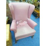 WINGBACK ARMCHAIR ON QUEEN ANNE SUPPORTS