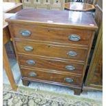 19TH CENTURY MAHOGANY CHEST OF 4 DRAWERS ON BRACKET SUPPORTS