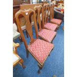 SET OF 4 MAHOGANY DINING CHAIRS ON QUEEN ANNE SUPPORTS