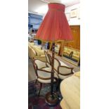 MAHOGANY STANDARD LAMP WITH CARVED DECORATION