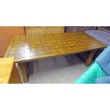 20TH CENTURY KITCHEN TABLE ON SQUARE SUPPORTS 228CM LONG