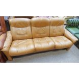 STRESSLESS BROWN LEATHER 3 SEAT RECLINING SETTEE