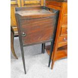 19TH CENTURY MAHOGANY BEDSIDE CABINET WITH GALLERIED TOP,