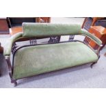 LATE 19TH CENTURY MAHOGANY FRAMED SETTEE ON SHAPED SUPPORTS