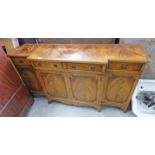 20TH CENTURY MAHOGANY SIDE CABINET WITH 4 DRAWERS OVER PANEL DOORS WITH BOXWOOD INLAY.