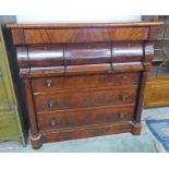 19TH CENTURY MAHOGANY OGEE CHEST WITH 1 LONG DRAWER OVER 3 SMALL DRAWERS OVER 3 LONG DRAWERS