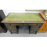 EARLY 20TH CENTURY OAK DESK WITH LEATHER INSET TOP,
